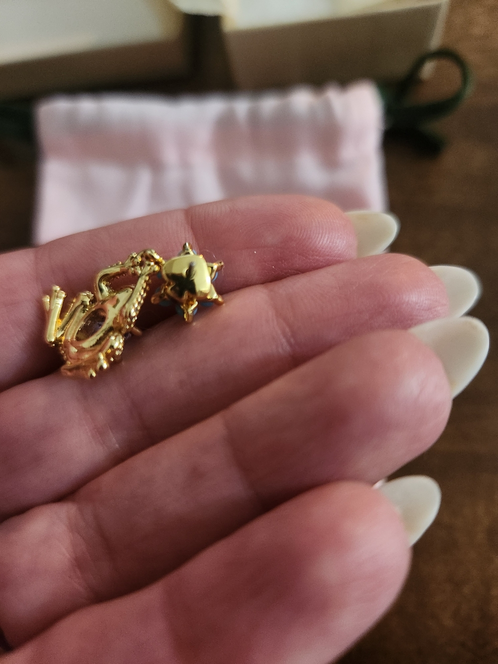 kate spade Gold Frog Earrings with Turquoise, Purple & Light Green Accents - Picture 8 of 8